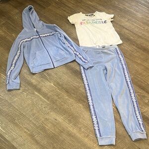 Ideology Girls 3 piece hoodie sweatsuit size L Zip up jacket pants and shirt